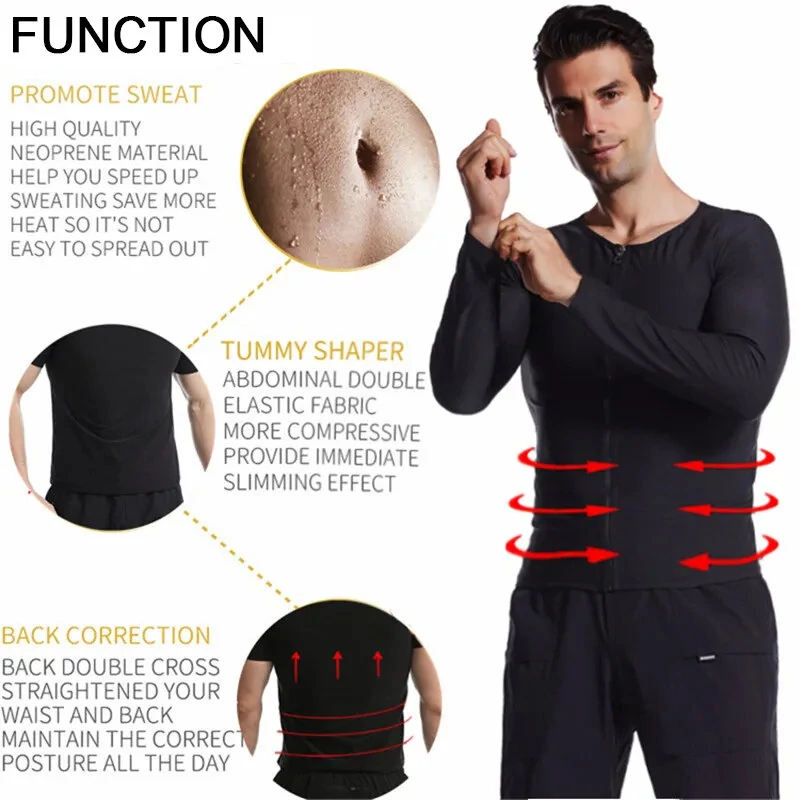 (image for) Men's Sweat Sauna Suit PU Stretch Breathable Sweat Absorbing Zip Up Sportswear for Losing Weight Fitness Running